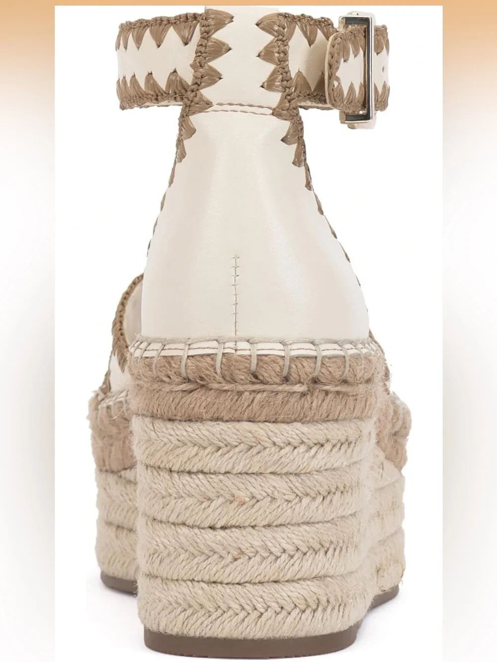 NWT Vince Camuto Cream and Tan Espadrille Platform Wedge Sandal Treyenn size 11